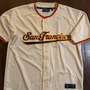 UniSex Renegade Sportswear Cream ButtonDown San Francisco Giants Jersey - Size L